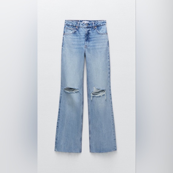 Zara Denim - Zara Ripped Wide Leg Jeans